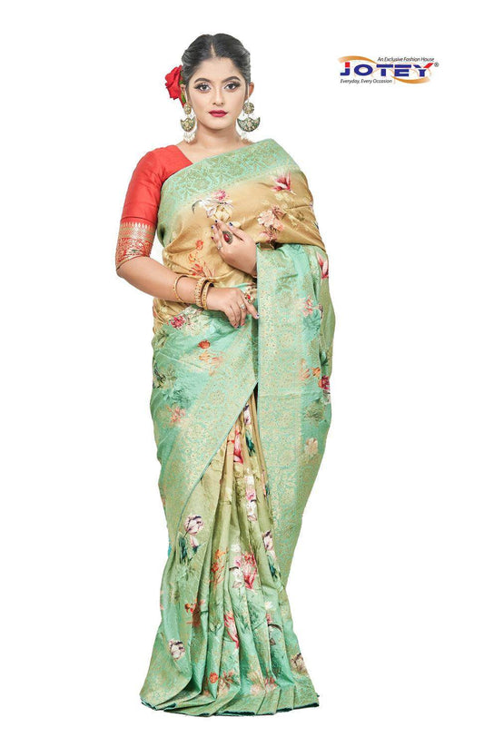 Georgette Banarasi Floral Printed Saree - Jotey