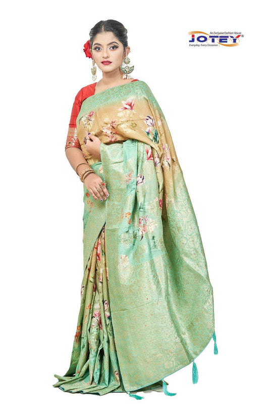 Georgette Banarasi Floral Printed Saree - Jotey