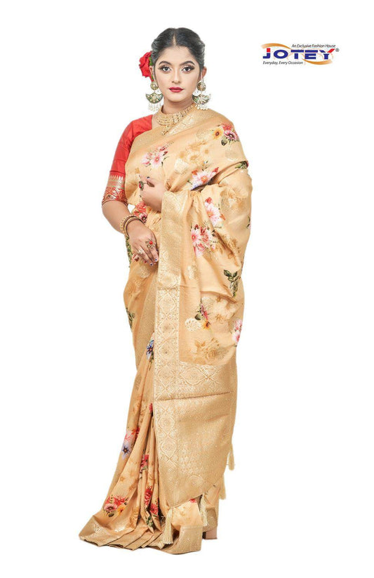 Georgette Banarasi Floral Printed Saree - Jotey