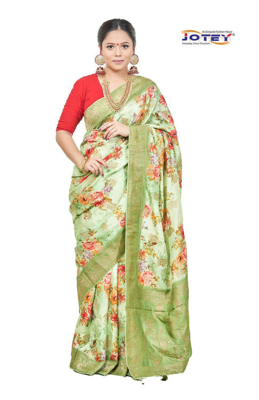Georgette Banarasi Floral Printed Saree - Jotey