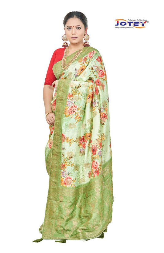 Georgette Banarasi Floral Printed Saree - Jotey