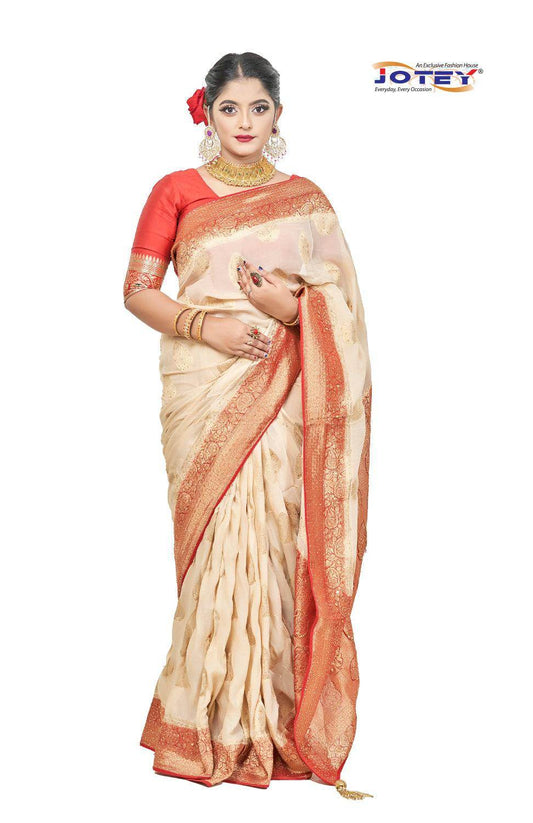 Georgette Banarasi Floral Printed Saree - Jotey