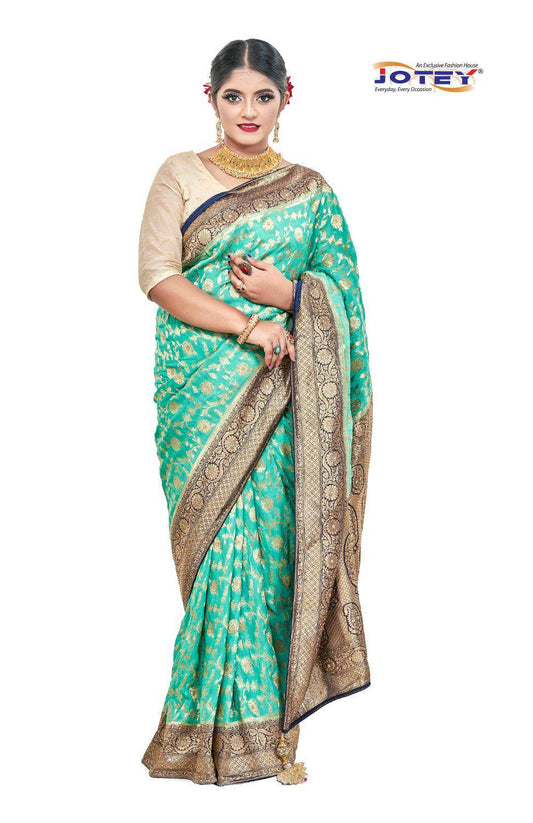 Georgette Banarasi Floral Printed Saree - Jotey