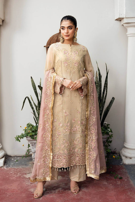 Sitarah By Serene Embroidered Luxury Chiffon Unstitched 3pcs - Jotey