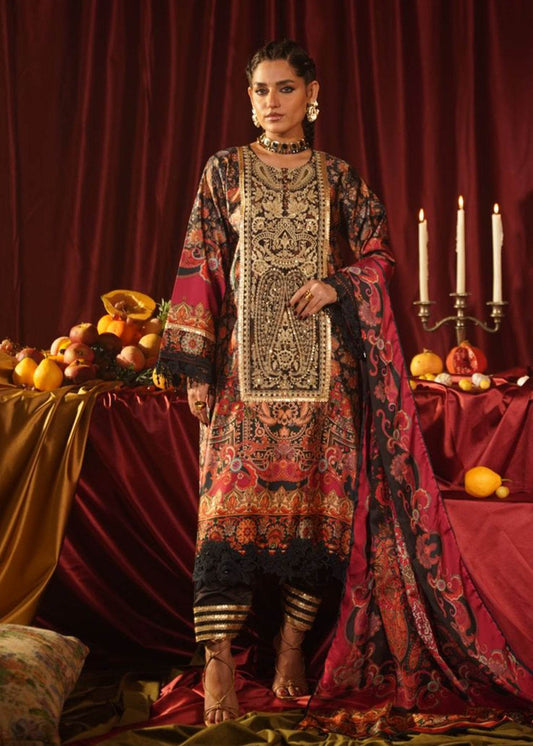 Roohi Silk Embroidered Unstitched 3pcs - Jotey