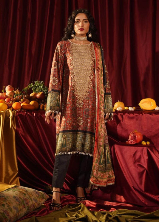 Roohi Silk Embroidered Unstitched 3pcs - Jotey
