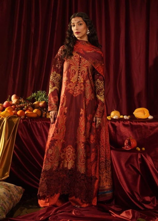 Roohi Silk Embroidered Unstitched 3pcs - Jotey