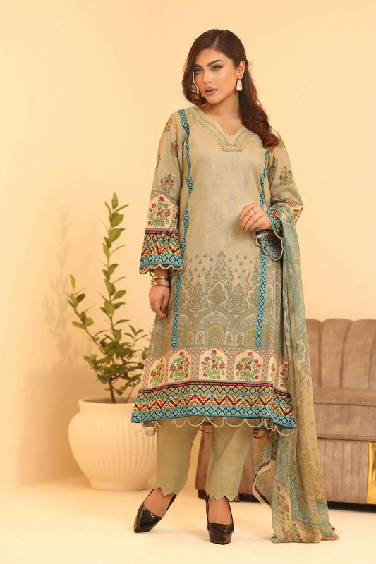 Minhal By Nilima Digital Printed EMB. Unstitched Lawn 3pcs