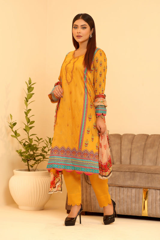 Minhal By Nilima Digital Printed EMB. Unstitched Lawn 3pcs
