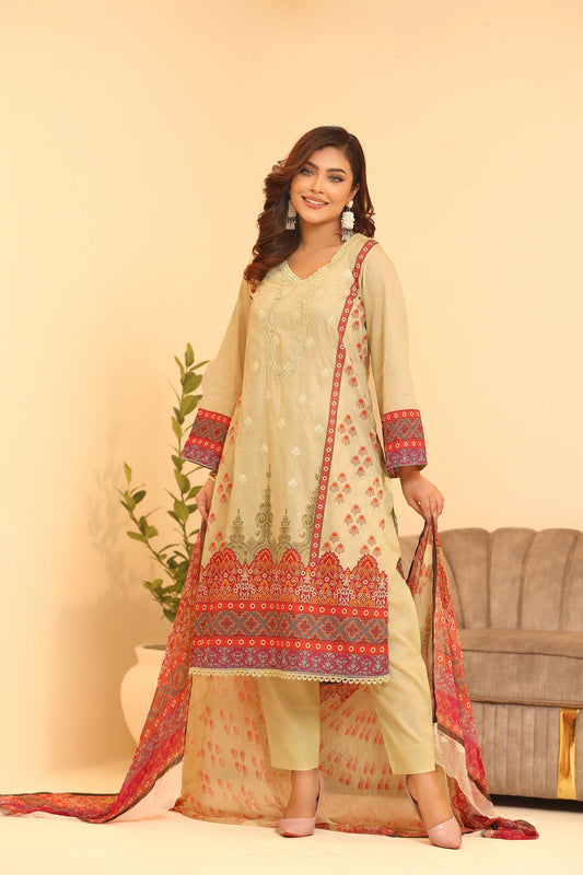 Minhal By Nilima Digital Printed EMB. Unstitched Lawn 3pcs
