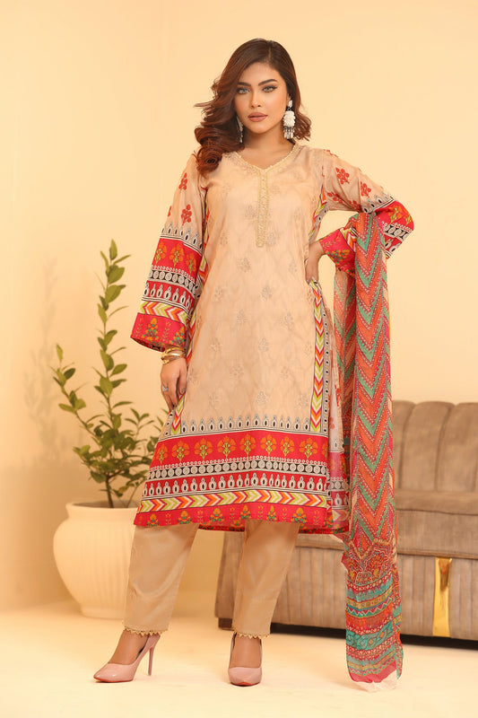 Minhal By Nilima Digital Printed EMB. Unstitched Lawn 3pcs