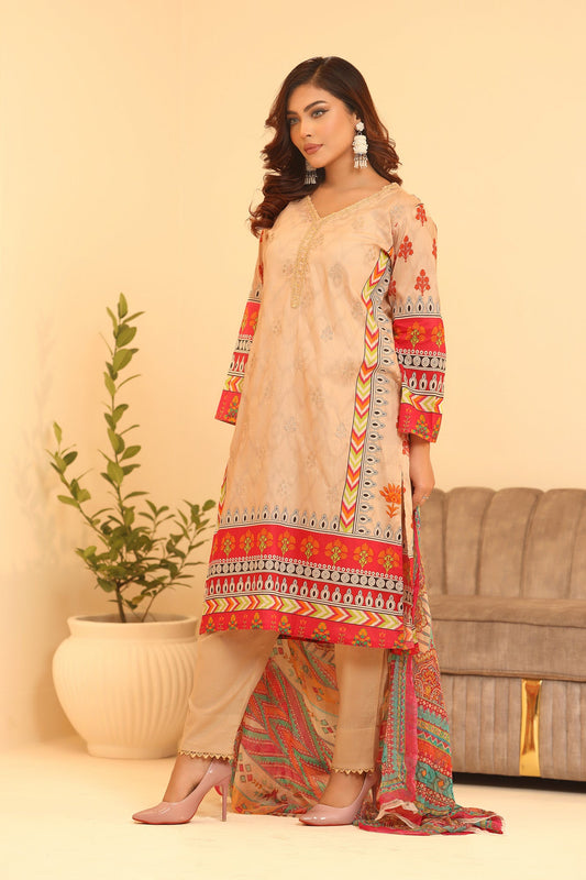 Minhal By Nilima Digital Printed EMB. Unstitched Lawn 3pcs