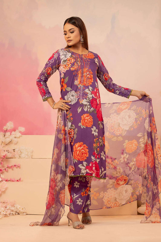 Naira Digital Print Luxury Embroidered Sequince Work Unstitched 3pcs