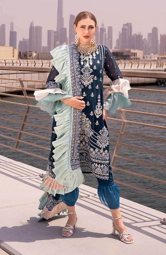 Izhaar Semi Stitched Heavy EMB. Sequence Georgette 3pcs - Nilima