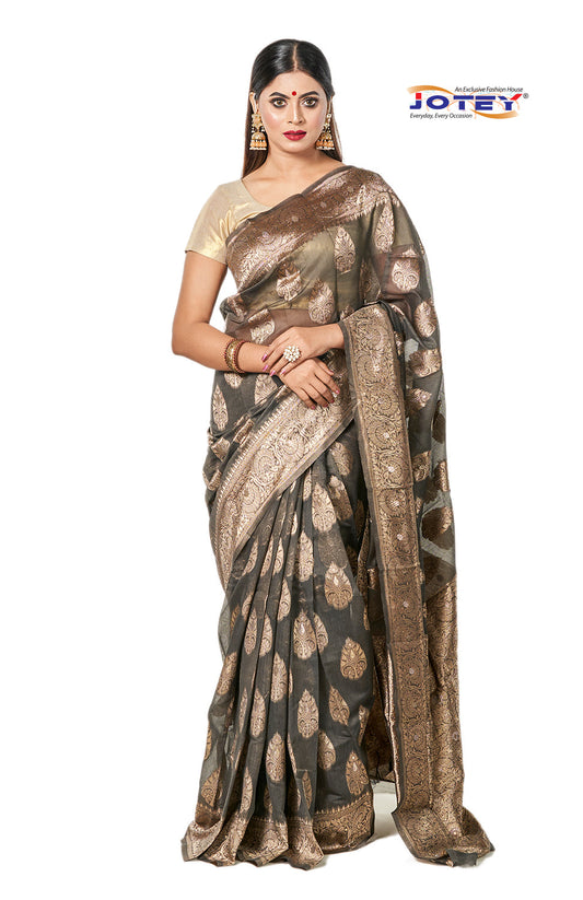 Jackquard Woven Half Silk Saree Jotey