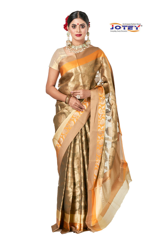 Kora Muslin Weaving Saree Jotey