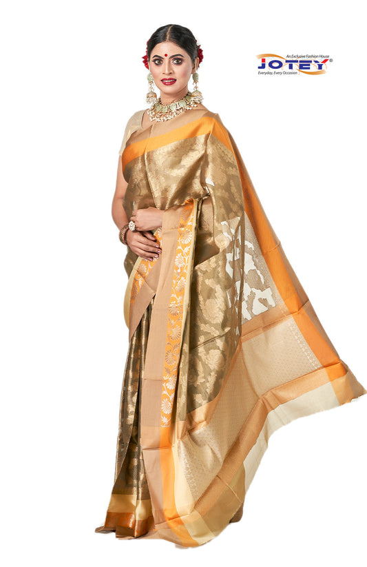 Kora Muslin Weaving Saree Jotey