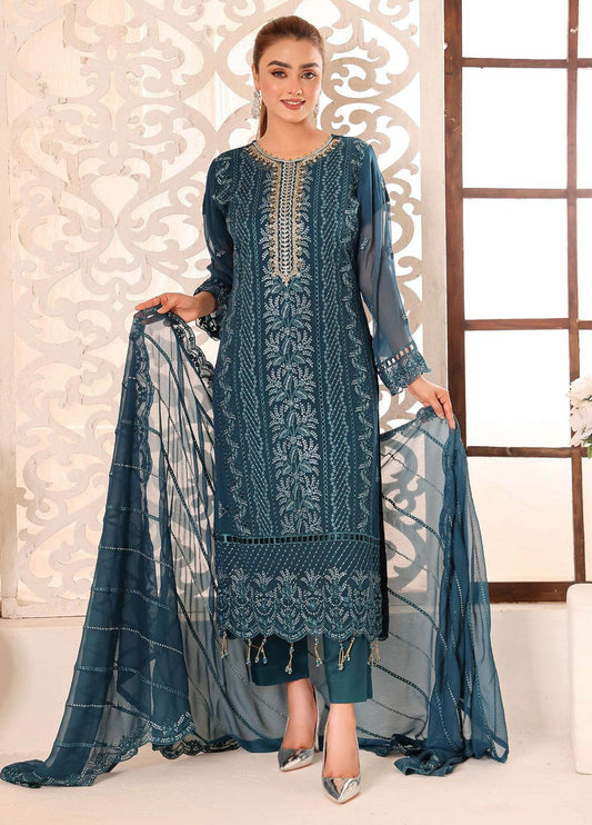 Maah Rang By Bin Hameed Luxury Chiffon Semi Stitched 3pcs - Jotey