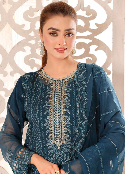 Maah Rang By Bin Hameed Luxury Chiffon Semi Stitched 3pcs - Jotey
