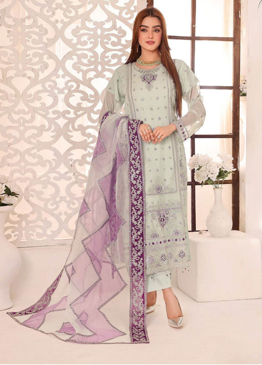 Maah Rang By Bin Hameed Luxury Chiffon Semi Stitched 3pcs - Jotey
