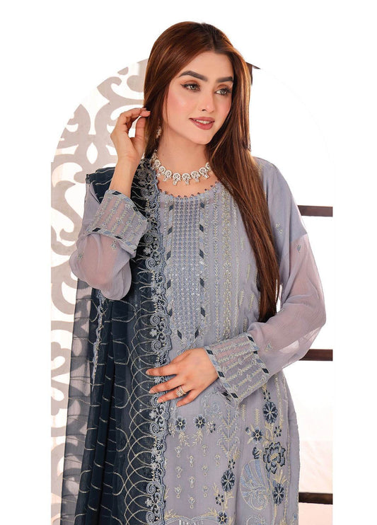 Maah Rang By Bin Hameed Luxury Chiffon Semi Stitched 3pcs - Jotey