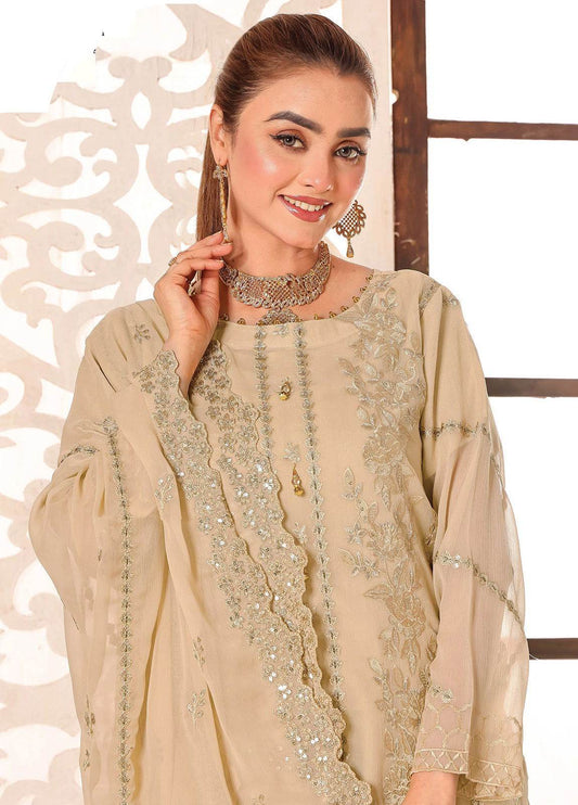 Maah Rang By Bin Hameed Luxury Chiffon Semi Stitched 3pcs - Jotey