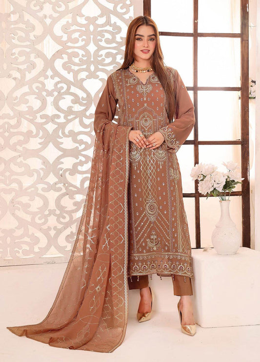 Maah Rang By Bin Hameed Luxury Chiffon Semi Stitched 3pcs - Jotey