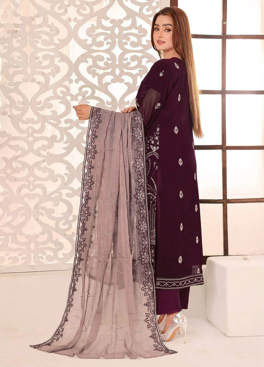 Maah Rang By Bin Hameed Luxury Chiffon Semi Stitched 3pcs - Jotey