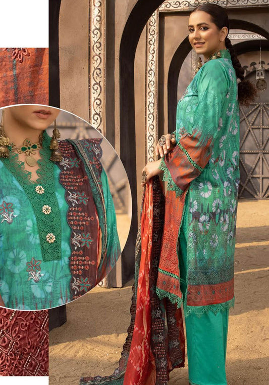 Mahees Vol-5 Embroidered Lawn Unstitched 3pcs - Jotey