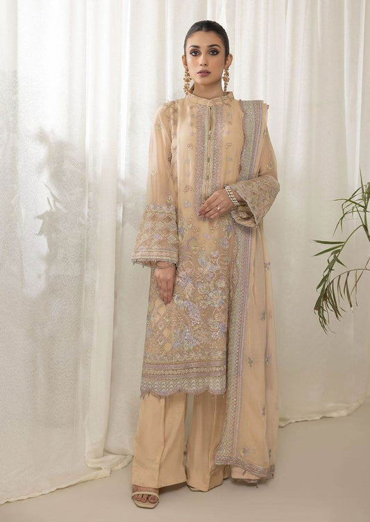 Mahiz Embroidered Semi Stitched Chiffon 3Pcs - Jotey