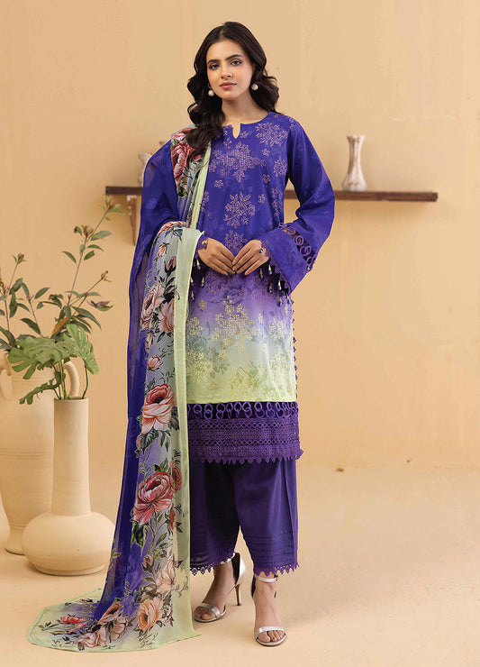 Millan Rut By Nur Embroidered Printed Unstitched Lawn 3pcs