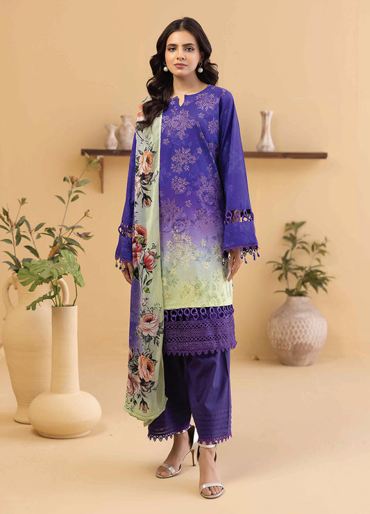 Millan Rut By Nur Embroidered Printed Unstitched Lawn 3pcs