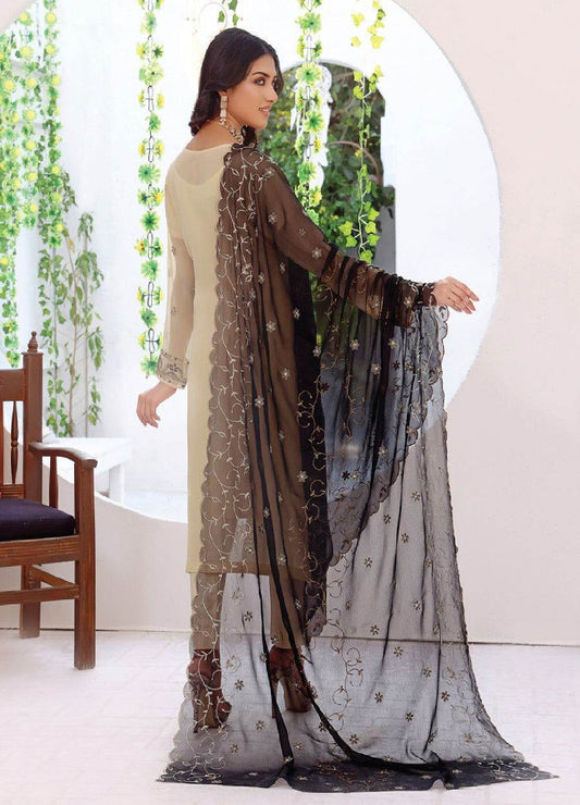 Nazmine By Bin Hameed EMB Chiffon Semi Stitched 3pcs - Jotey