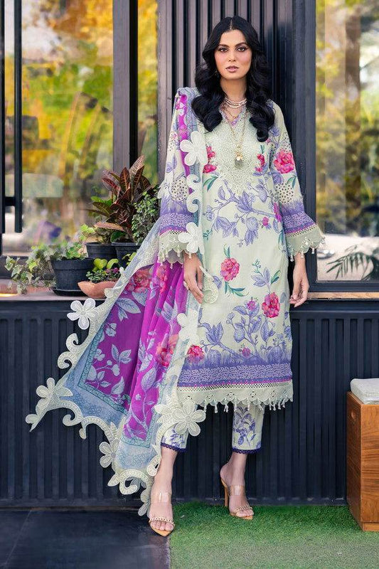 Nureh Glam Girl Printed Chikankari Unstitched Lawn 3Pcs - Jotey