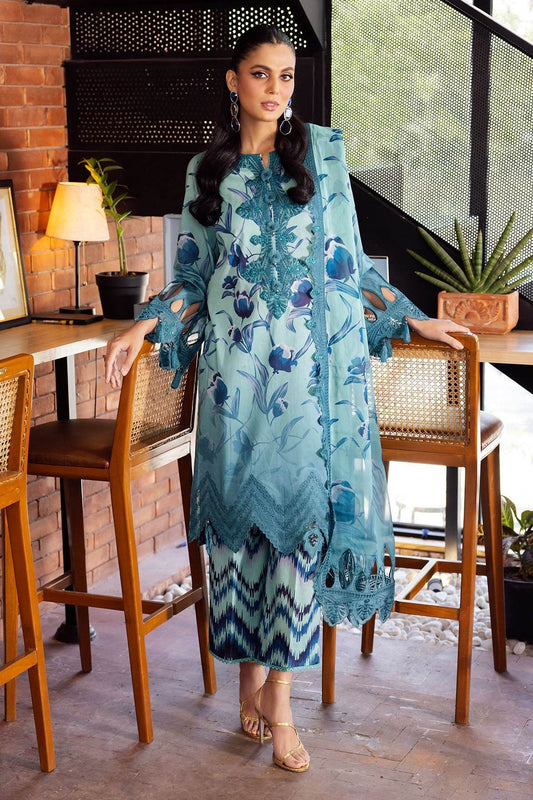 Nureh Glam Girl Printed Chikankari Unstitched Lawn 3Pcs - Jotey