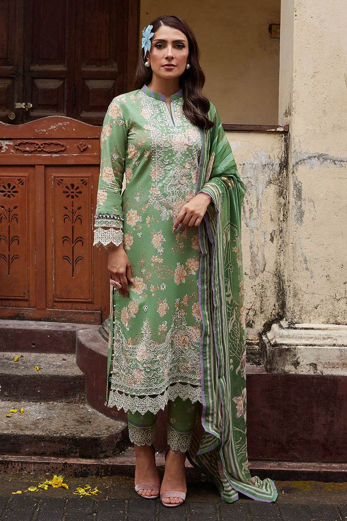 Saffira by Gulaal Chikankari Lawn Unstitched 3 Piece Suit - S-06 Nora - GUL25SL - Green - Summer Collection