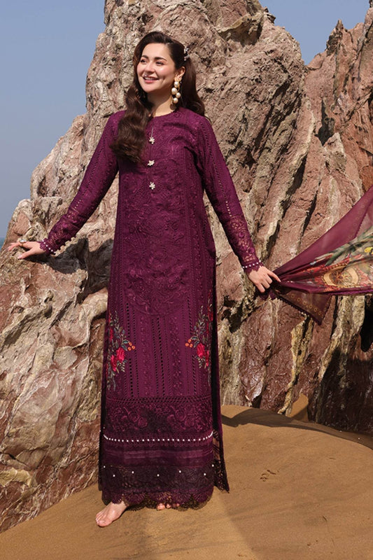 Hania By Imrozia Embroidered Luxury Lawn Unstitched 3pcs - Jotey