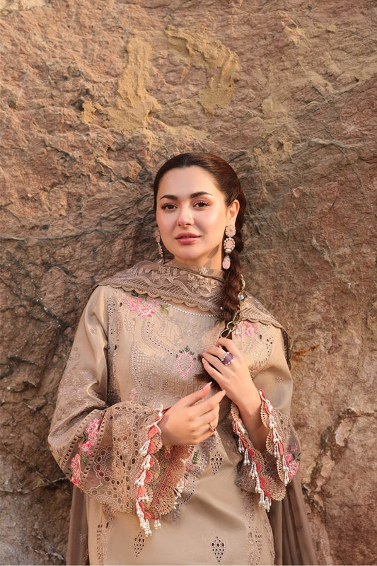 Hania By Imrozia Embroidered Luxury Lawn Unstitched 3pcs - Jotey