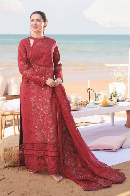 Hania By Imrozia Embroidered Luxury Lawn Unstitched 3pcs - Jotey