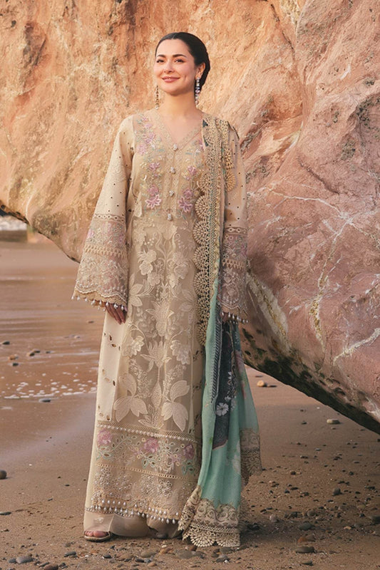 Hania By Imrozia Embroidered Luxury Lawn Unstitched 3pcs - Jotey