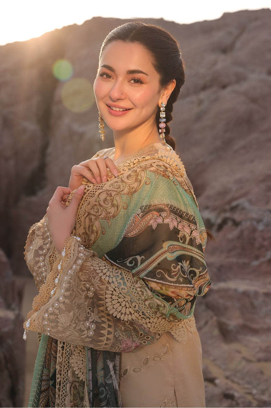 Hania By Imrozia Embroidered Luxury Lawn Unstitched 3pcs - Jotey