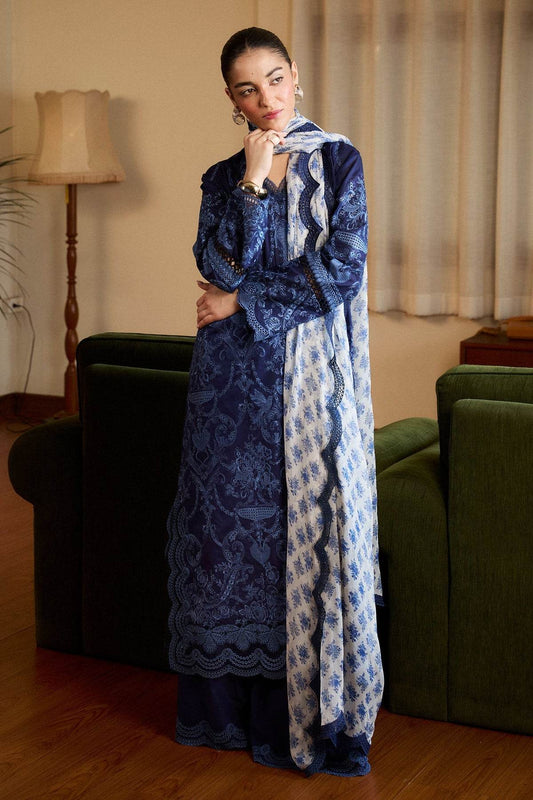 Zara Shahjahan Satori Embroidered Luxury Lawn Unstitched 3pcs - Jotey