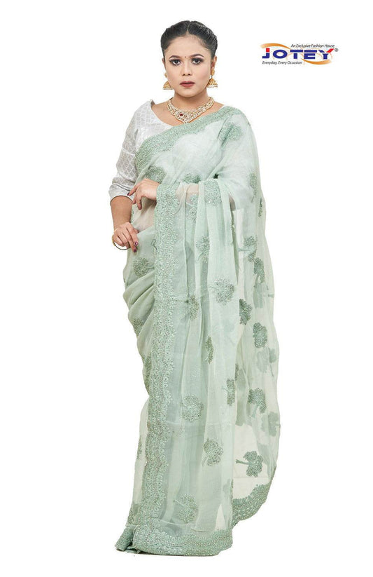 Shimmer Georgette Embroidered Saree - Jotey