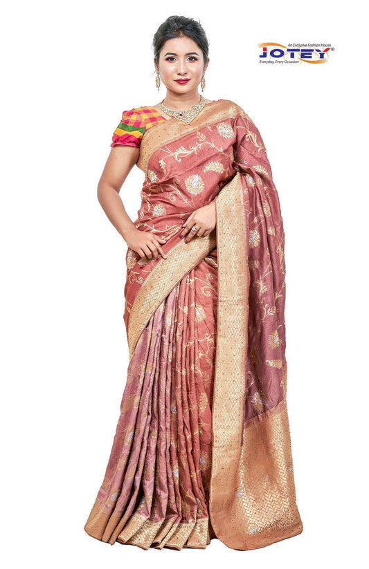 Stone Work Satin Silk Saree - Jotey