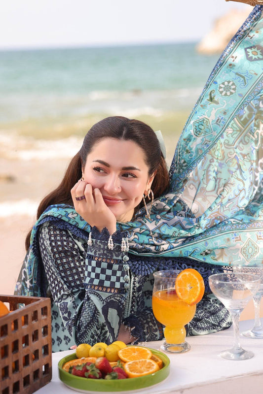 Hania By Imrozia Embroidered Luxury Lawn Unstitched 3pcs - Jotey