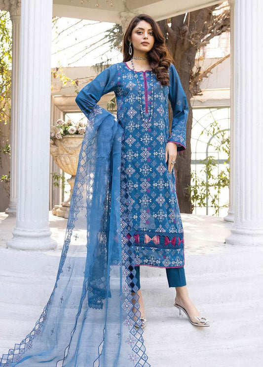 Valentina By Anaya Hoor Embroidered Swiss 3pcs - Jotey