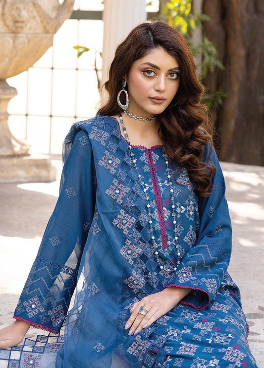 Valentina By Anaya Hoor Embroidered Swiss 3pcs - Jotey