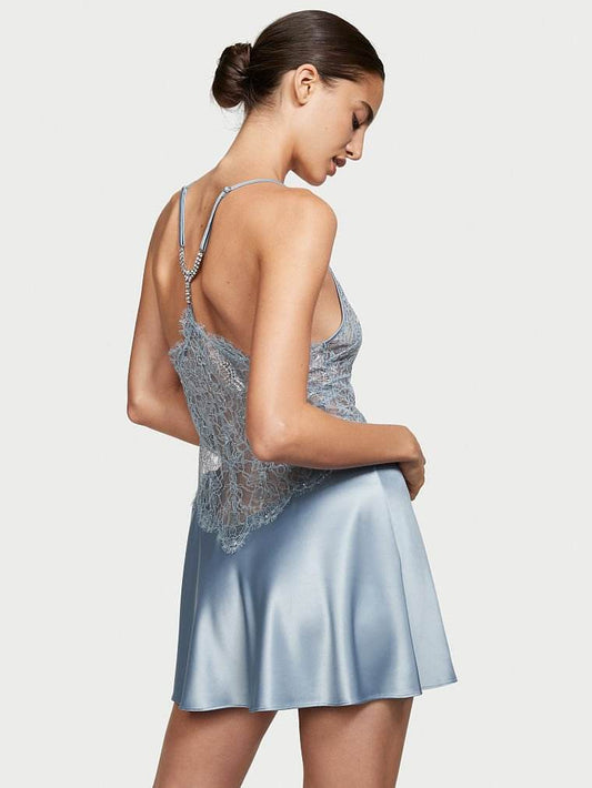 Victorias Secret Satin & Lace Embellished Strap Slip - Jotey