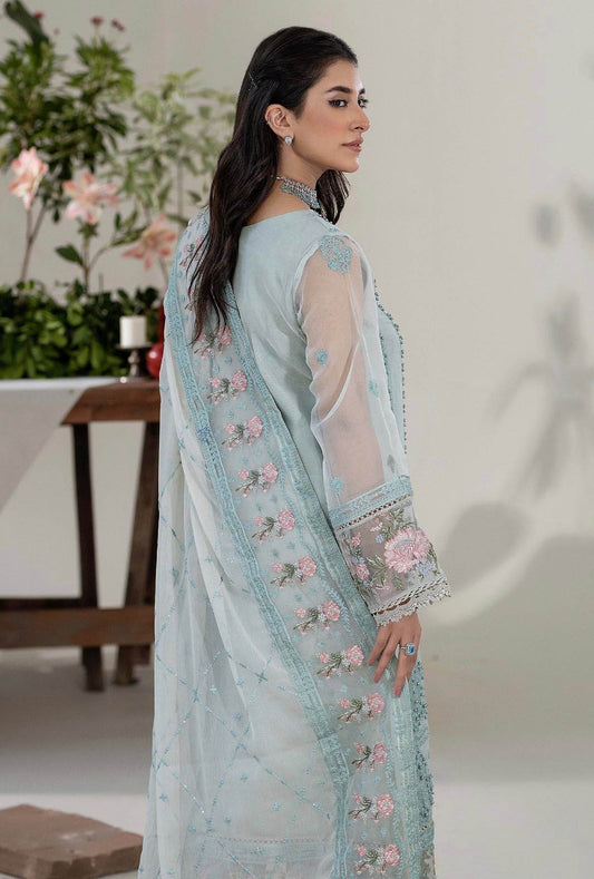 Roshnai By ZA Clothes Embroidered Semi-Stitched Organza 3pcs - Jotey