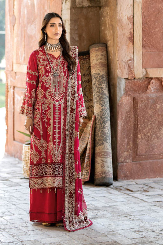 Premium Gold Swiss By Johra Vol-02 Embroidered Chiffon Unstitched 3Pcs - Jotey